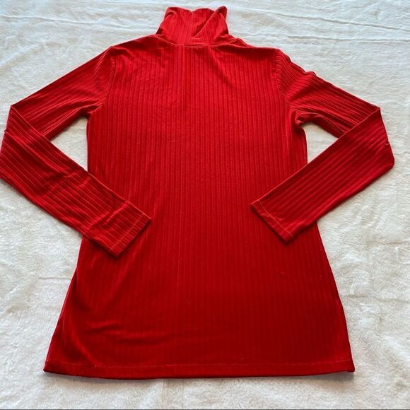 Athleta Red Turtleneck Ribbed Long Sleeve Top Size Small - Picture 2 of 10